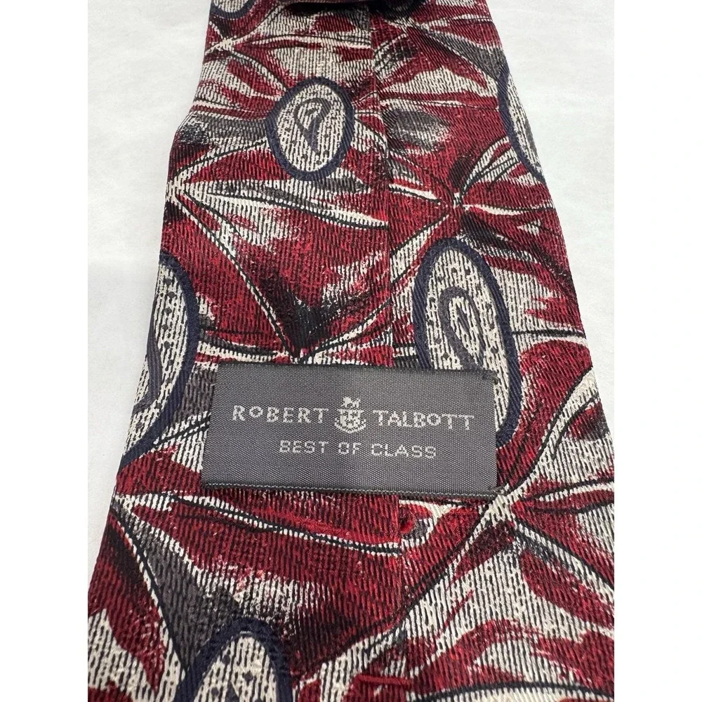 Robert Talbott Best of Class Silk Tie Red Paisley Geometric USA‎ Made 100% Silk